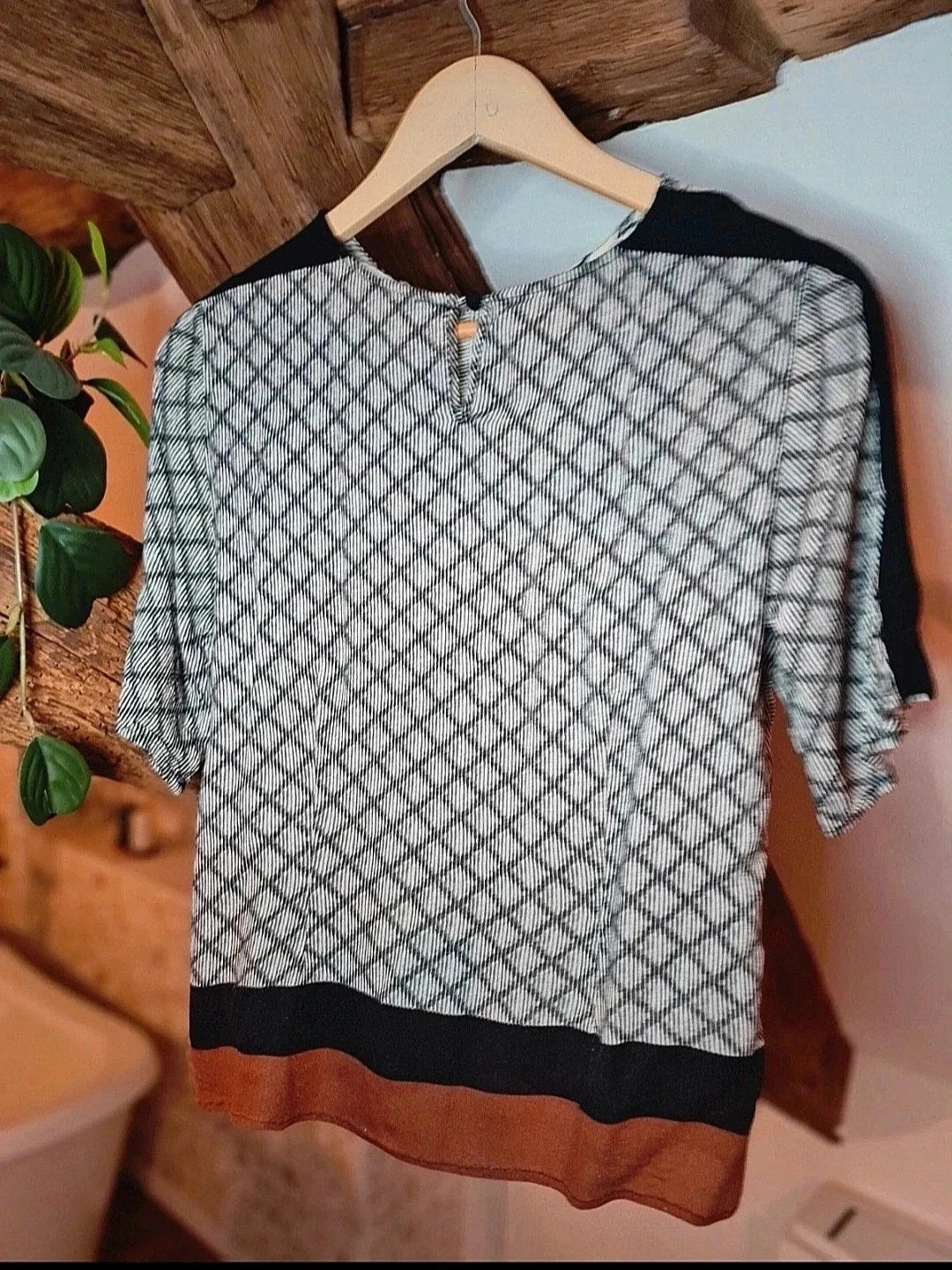 Camiseta com estampa de zebra e palmeiras Tamanho S em seda – photo 3